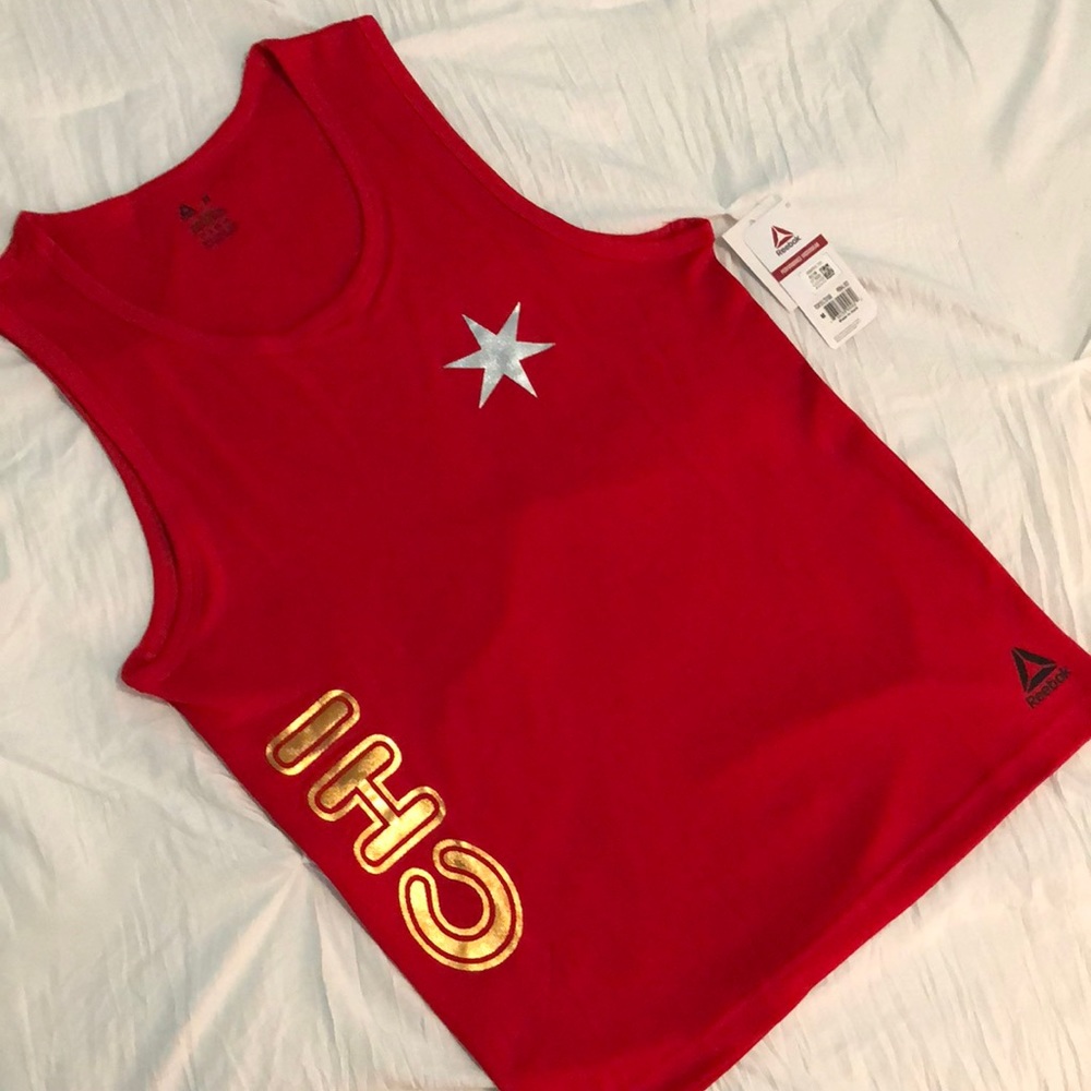 Reebok performance tank tops, Red with metallic prints, NWT M & L men sizes
